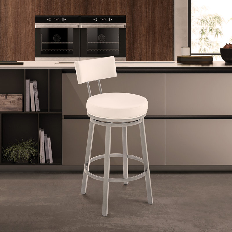 Tabouret de bar pivotant en similicuir blanc Dalza