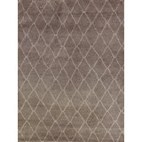 Moroccan Wool Geometric Area Rug in Brown