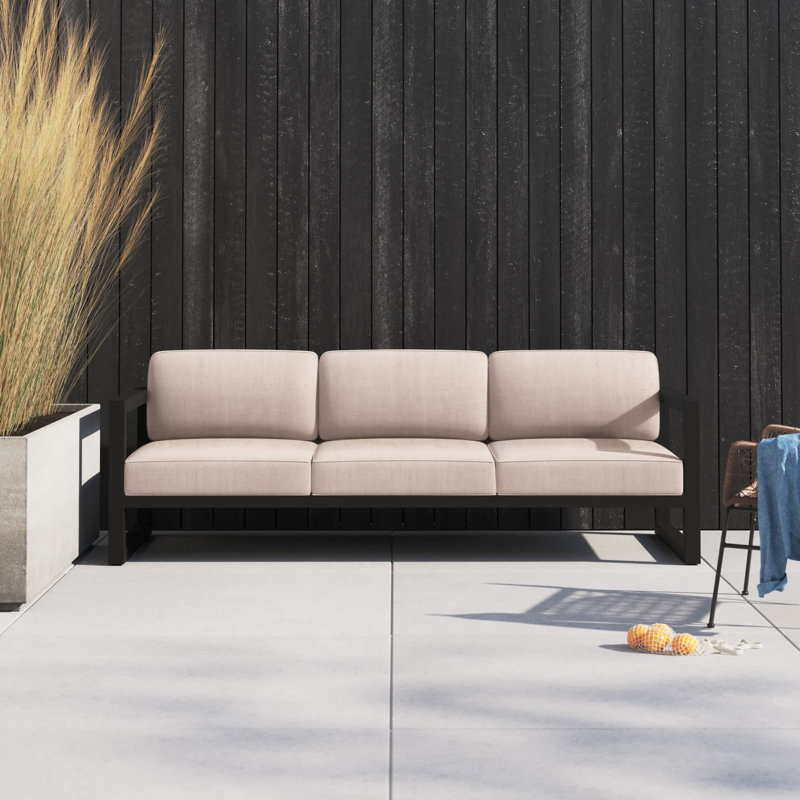 Smith 84" Outdoor Sofa with Sunbrella Cushions, Canvas Flax Sunbrella® Canvas, Slate
