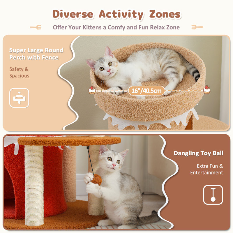 43'' Beige and Brown Sisal Multi-Level Cat Tree Tower