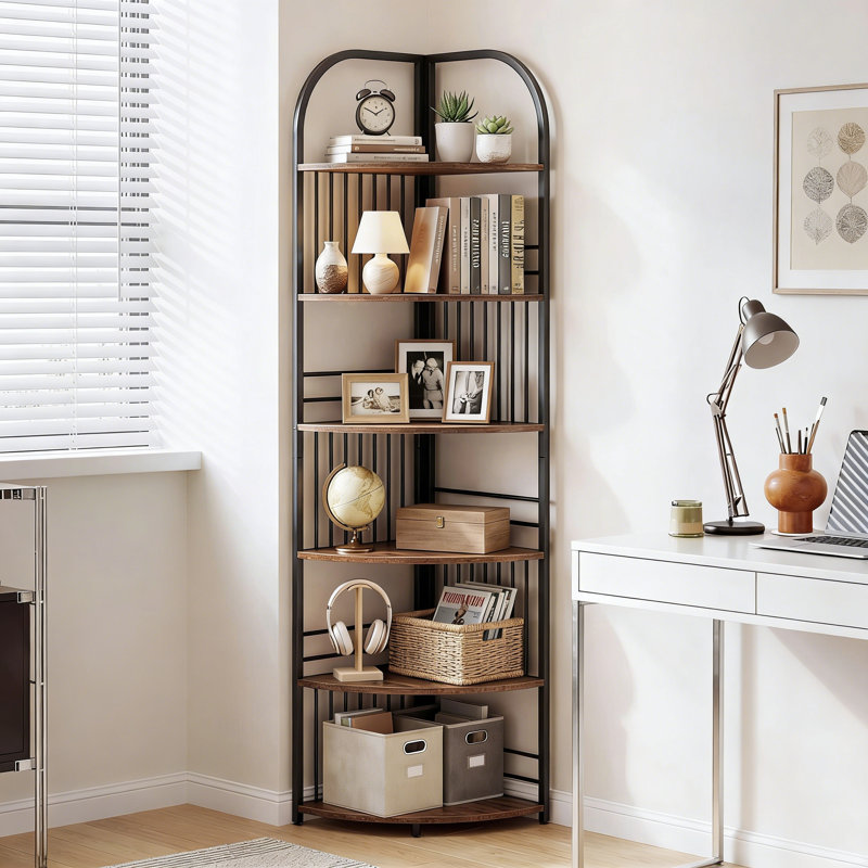 181.5cm H x 42cm W Metal Bookcase, Brown & Black