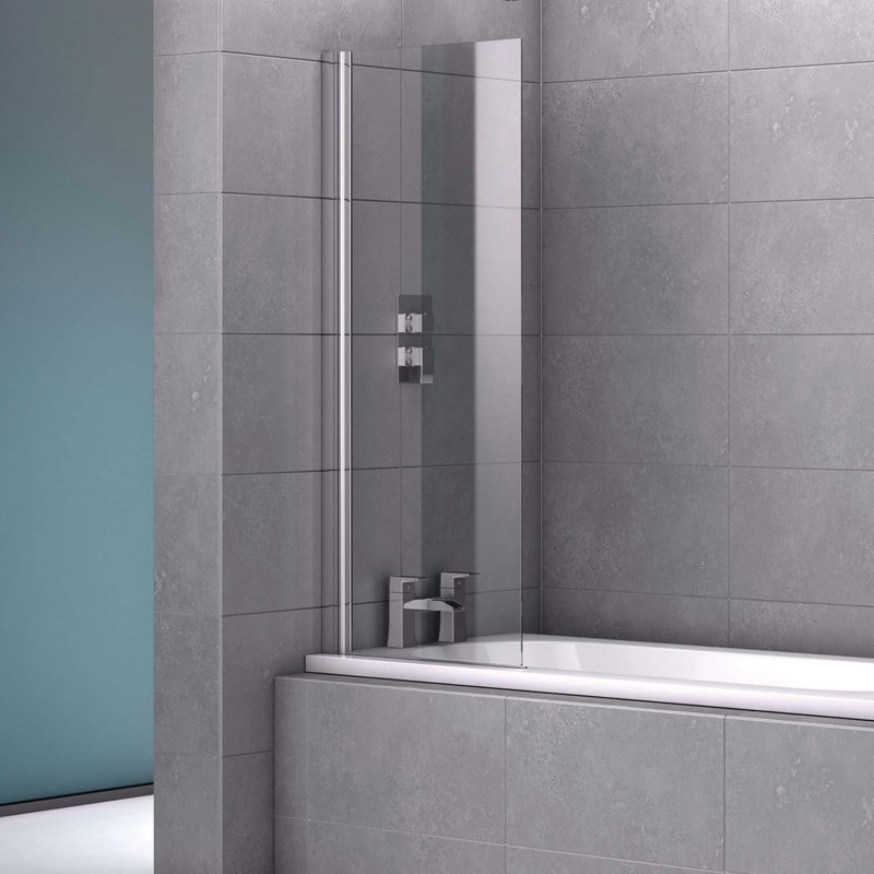 800mm W x 1400mm H Hinged Frameless Tub Door with Clear Glass