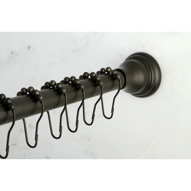 Oil Rubbed Bronze Adjustable Straight Shower Curtain Rod with Rings