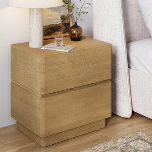 Contemporary Solid Wood Bedside Table with 2 Drawers