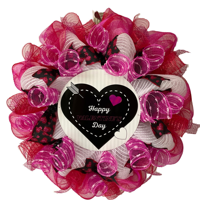 Happy Valentine's Day Heart Wreath With Cupid