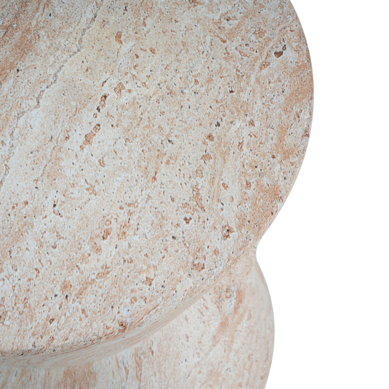 Jacqueline 15.5'' Stone Outdoor Side Table, Travertine
