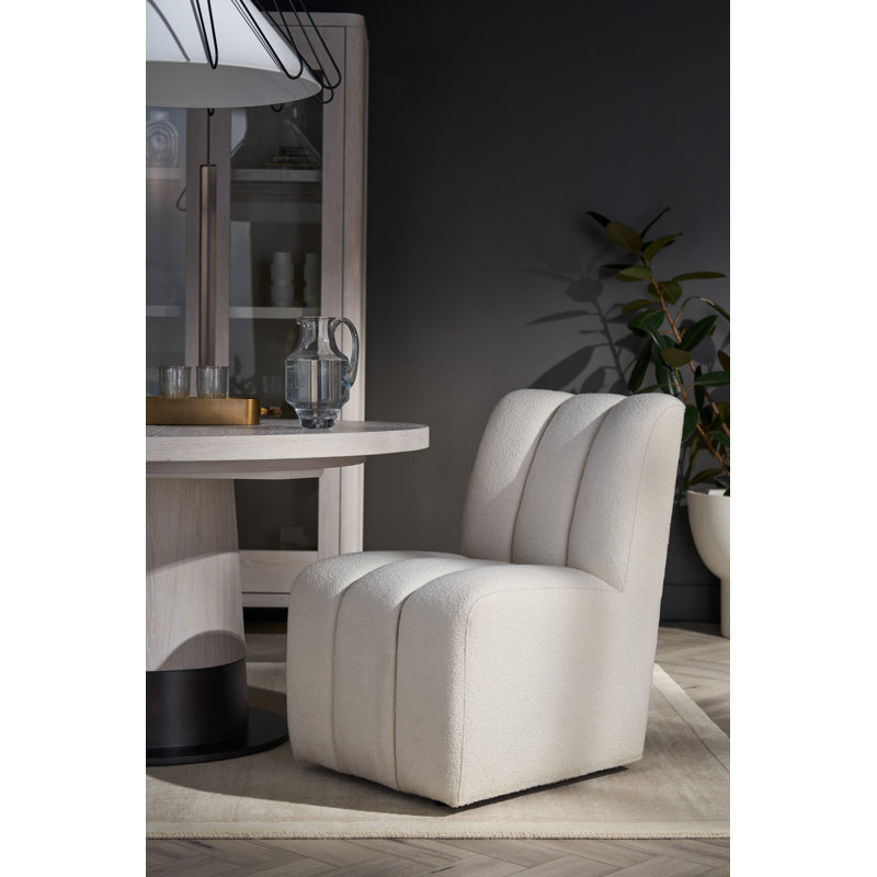 Ivory Upholstered Modern Side Chair with Tufted Design