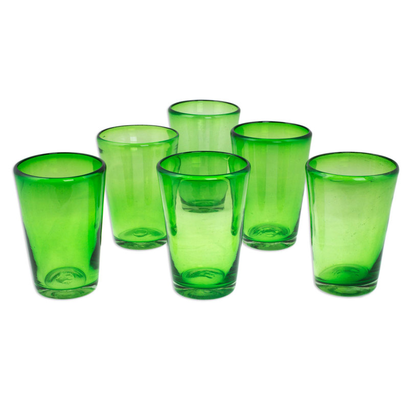 15oz. Handmade Drinking Glass Set, Green