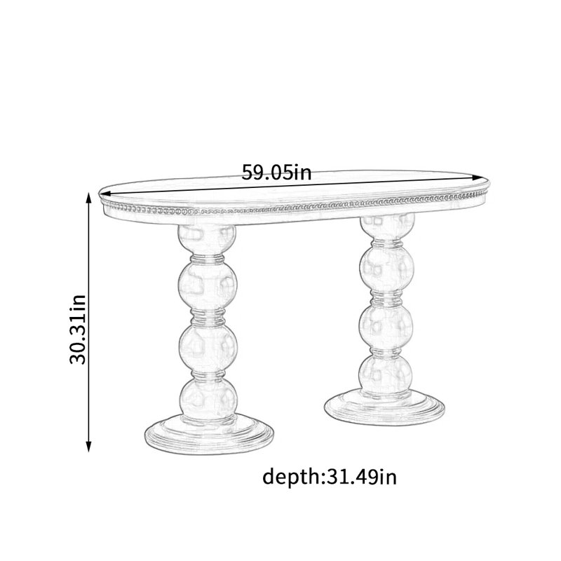 Oval Dining Table, 31.49" W x 59.05" L