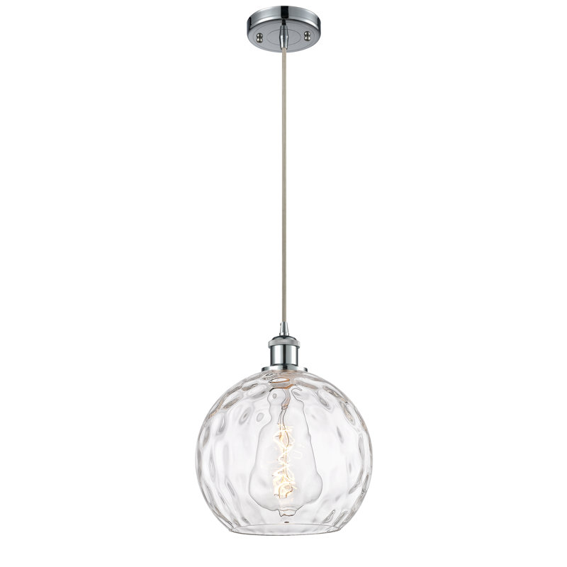 Luminaire suspendu sphère 1 lumière Roxane, H 13 po x l 10 po x P 10 po, Ampoule non incluse, Chrome poli