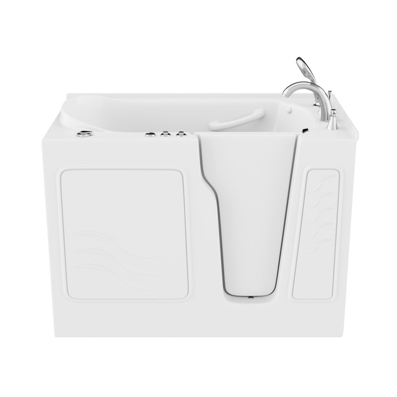 Therapeutic Tubs 29 in. x 52 in. Right Drain Quick Fill Walk-In Whirlpool Tub with Powered Fast Drain in White, White, Right
