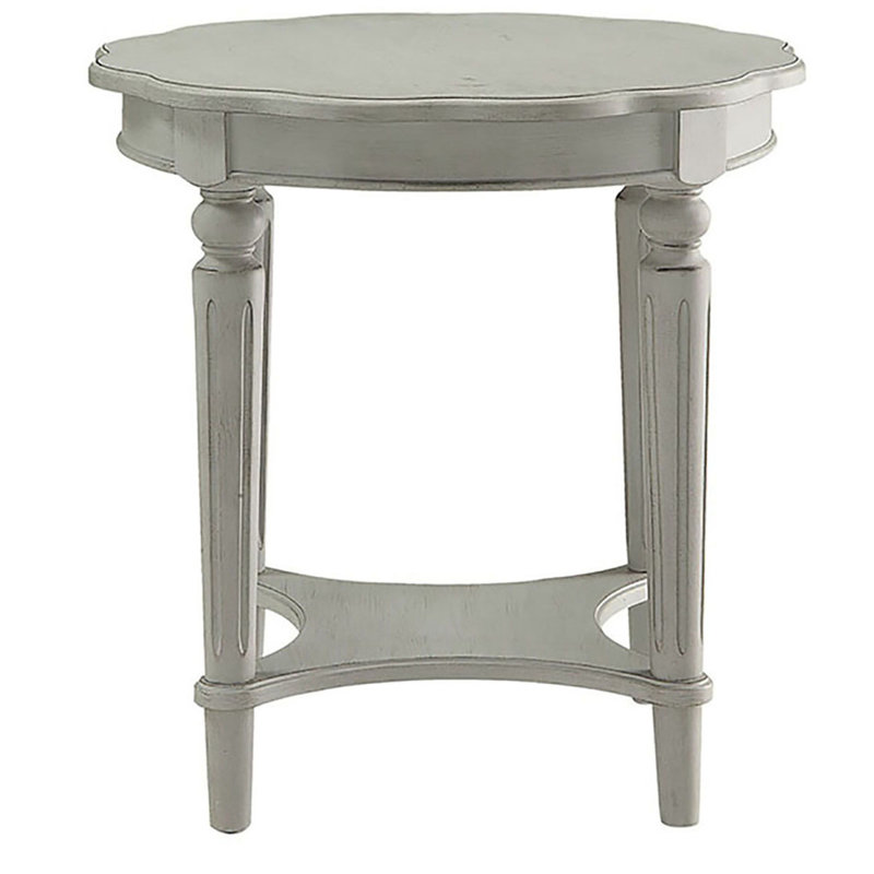End Table with Bottom Shelf, Gray