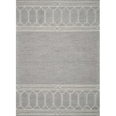 2' X 4' Wool Grey Area Rug