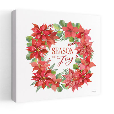 «Season Of Joy Wreath», art floral contemporain poinsettias