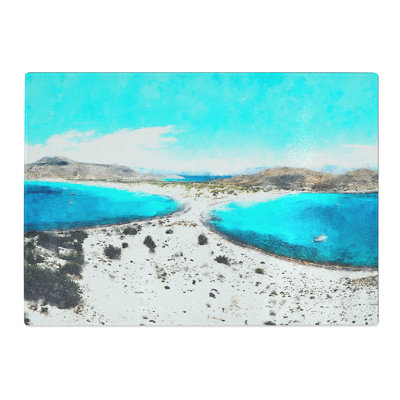 Tempered Glass Beaches in Lakonia Greece Painting Chopping Board