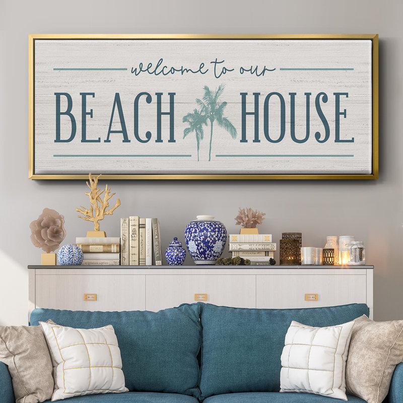 Our Beach House- Framed Canvas, 24" H x 60" W