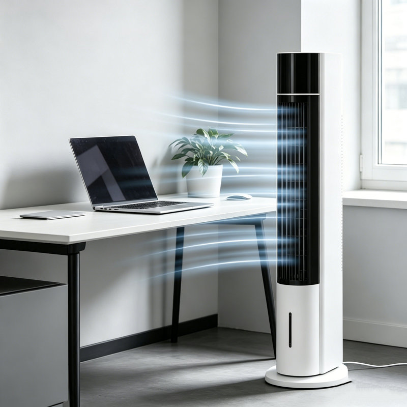 Refroidisseur de marais oscillant portable 42 pouces avec humidificateur 52 degrés 3 modes 3 vitesses 3 en 1 pour bureau de chambre à coucher