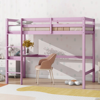 Twin Solid Wood Loft Bed With Built-in-desk