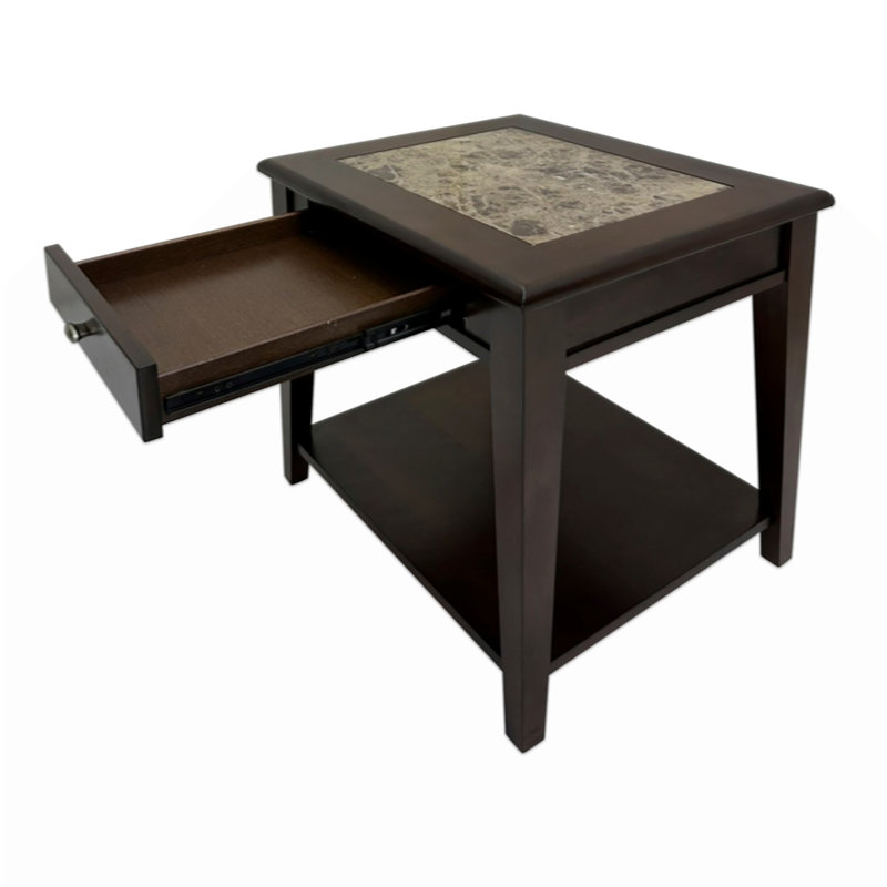 Classic Design Wooden End Table With Drawer Bottom Shelf 1Pc Living Room Furniture Side Table