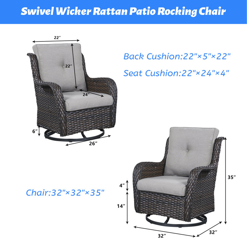 Ensemble de chaises berçantes pour l'extérieur Deb, Gris, Gris