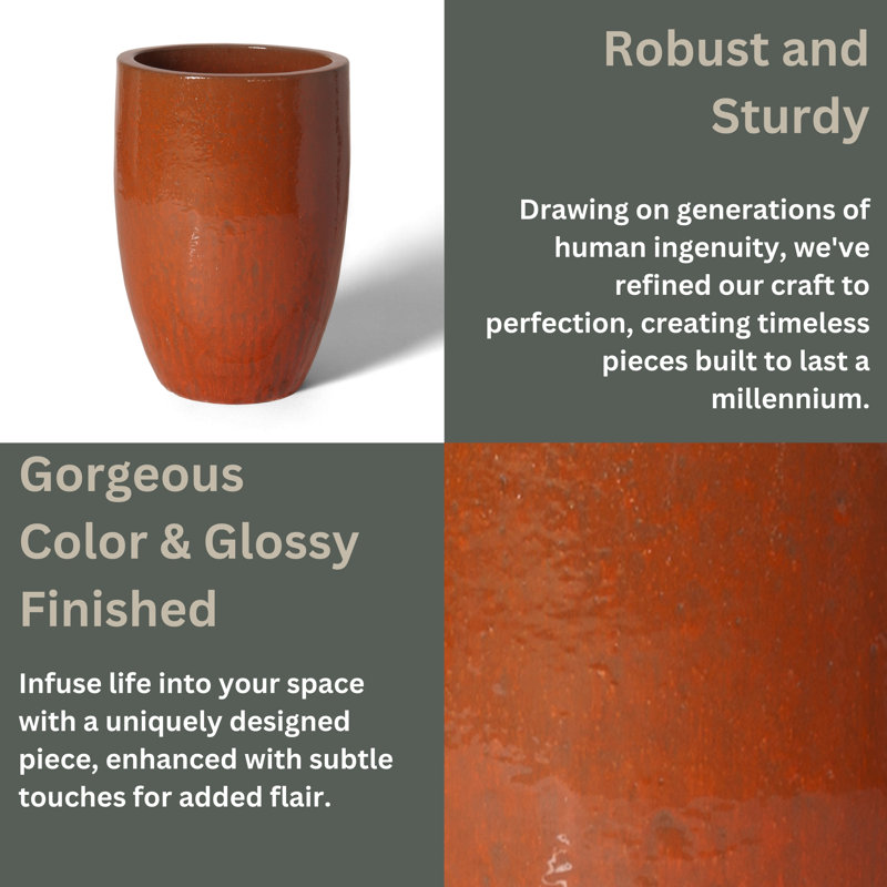 Handmade Ceramic Planter, Paprika, 41 26" H x 18" W x 18" D