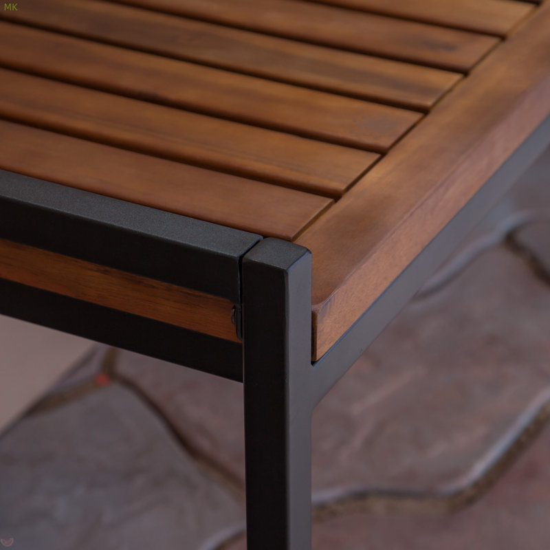 Banc industriel en bois et métal, Teak