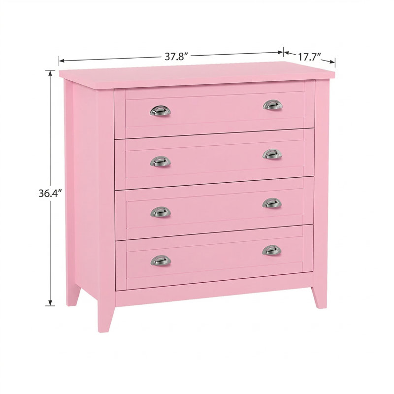 Drawer Dresser, Modern Pink & Mint Green Storage Chest with Metal Handles, Wooden Bedroom Organizer for Bedroom, Living Room or Entryway – 4/6 Drawer Options