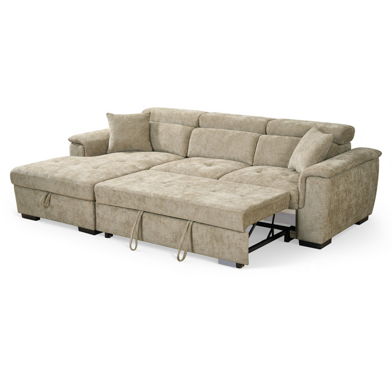 Howerton 4 Seater Chenille Sofa Bed, Beige