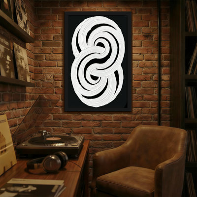 Abstrait abstrait tourbillons blancs sur toile noire
