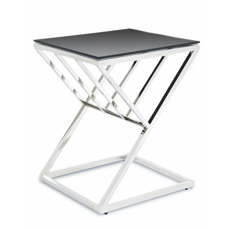 Peru Glass Top Cross Legs End Table