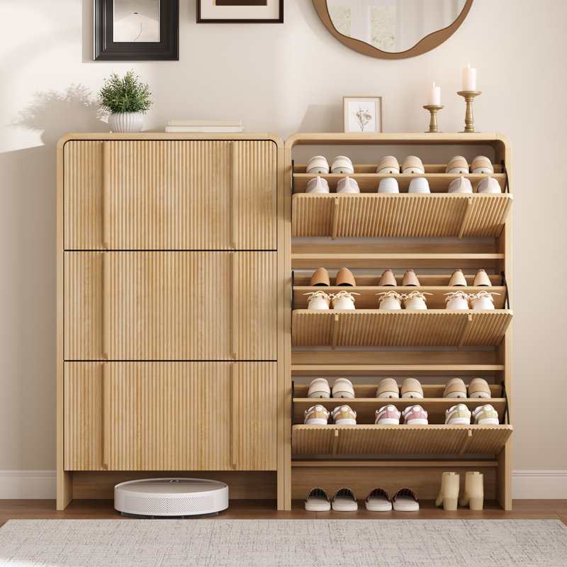 3-Drawer Shoe Storage Cabinet with Flip Doors, Space-Saving Entryway Organizer