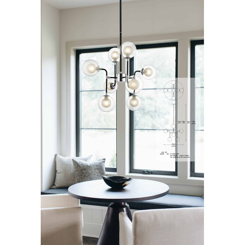 Stortford 8 - Light Geometric Pendant, Chrome Matt Black