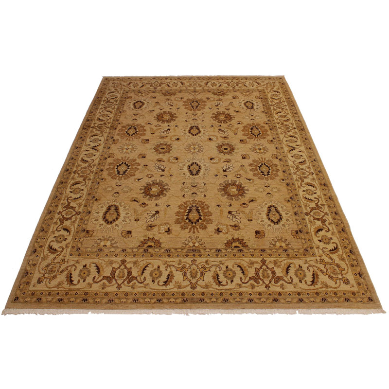 Tapis oriental rectangulaire en laine brun clair 7 pi 10 po x 10 pi 4 po Silke