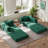 78.7in Green Corduroy Fabric Sofa Bed, Compact Living Room Sofa, 5-In-1 Design Convertible Sofa With 2 Pillows, No Assembly Required, Boneless Couch, Pet-Friendly, Removable Fabric-943714038-943714039-943714037