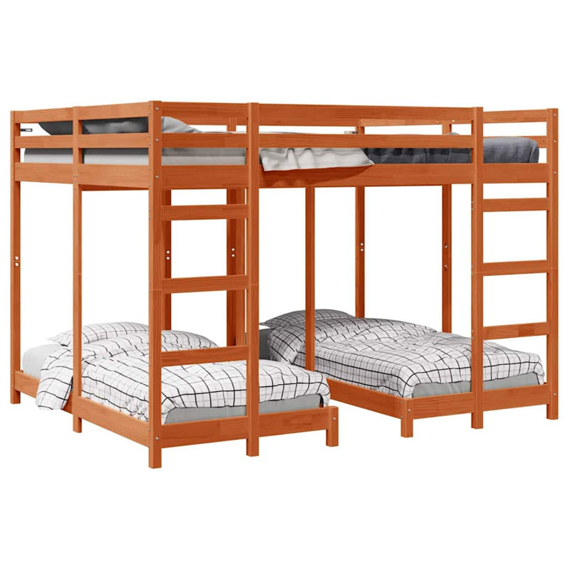 Bunk Bed, European Kingsize (160 x 200 cm), Wax Brown