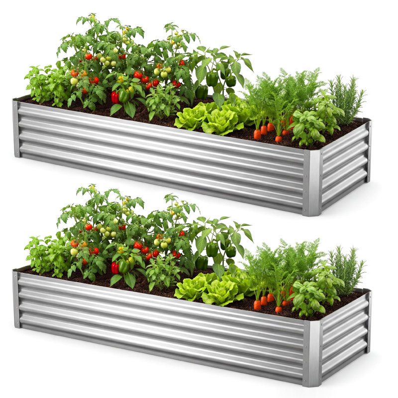 Galvanized Raised Garden Bed 2-Pack – 6FT Metal Planter Box for Vegetables, Herbs & Flowers, Easy Assembly, Outdoor & Rust-Resistant