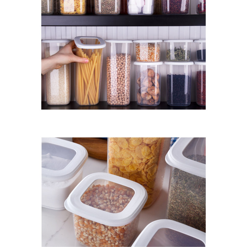 Versatile Storage Box Set (18 Pieces), White, Multiple Sizes: 3.9 x 3.9 x 3.7 in (6 pcs), 3.9 x 3.9 x 6.5 in (6 pcs), 3.9 x 3.9 x 9.6 in (6 pcs) | 100% Plastic, Microwave & Dishwasher Safe | Ideal for Organizing Home & Kitchen