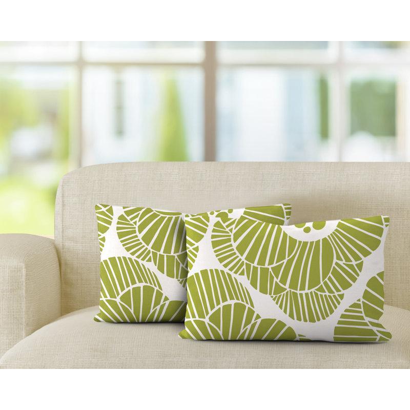 Abstract Outdoor Reversible Throw Pillow, Chartreuse