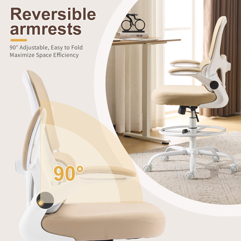 2 Piece Office Sets Computer Desk & Office Chair, Beige/White Table/Beige Chair