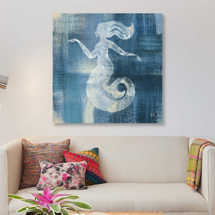 Batik Seas IV par Studio Mousseau - estampe numérique sur toile tendue avec châssis, H 12 po x l 12 po x P 1,5 po