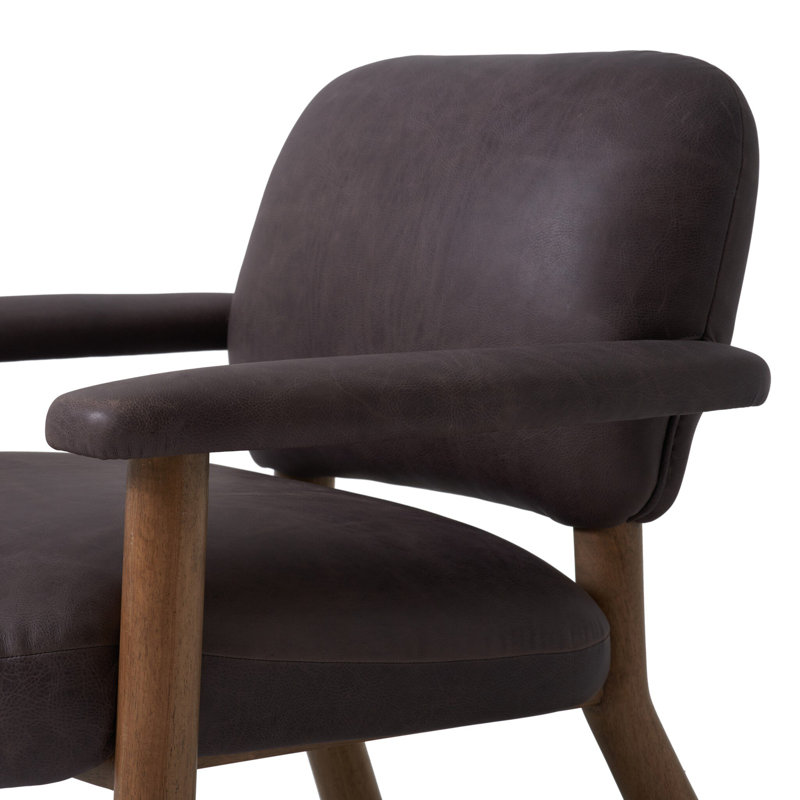 Eisley Armchair, Chocolate Brown Genuine Leather