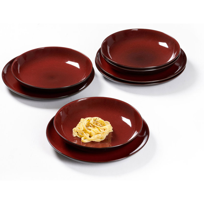 Piece Stoneware Dinnerware Set - Service for 4, Red