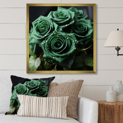 «Realistic Green Roses Bloom», impressions sur toile roses