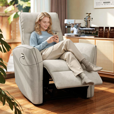 Fauteuil inclinable électrique, fauteuil inclinable rembourré avec ports USB, beige