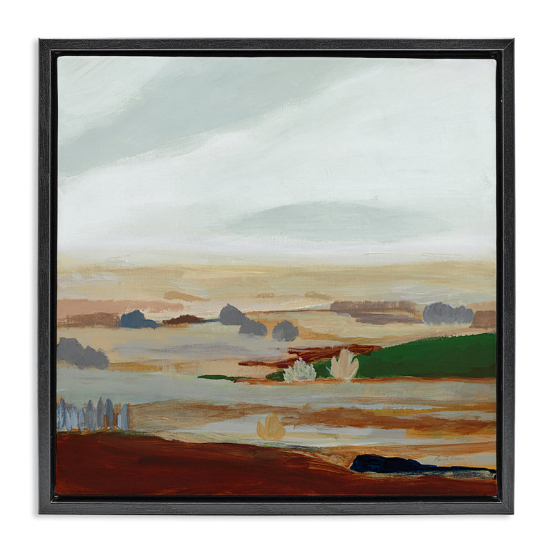 Art mural sur toile flottant «Novay Layers Desert» par Pamela Munger, H 18 po x l 18 po, Cadre flottant noir de jais