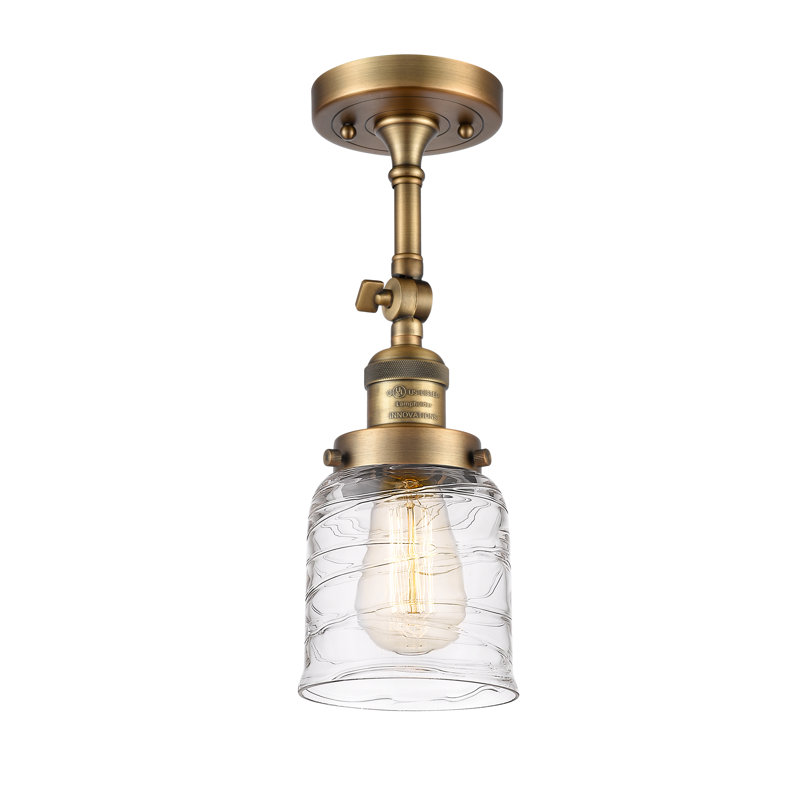 Applique murale 1 lumière 8 po Bell, Laiton brossé, DEL, Tourbillon déco transparent