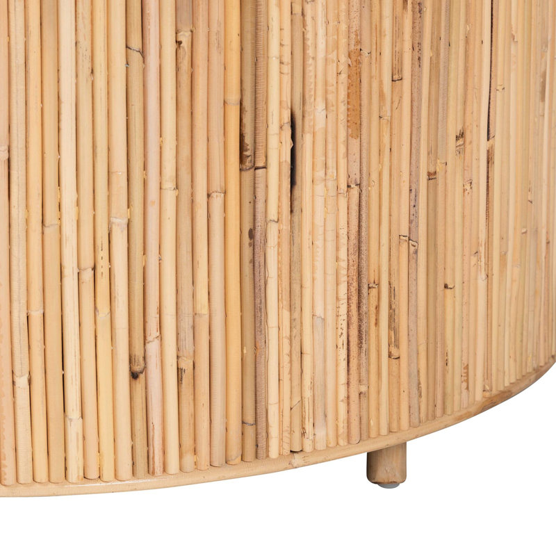 Table basse en rotin naturel de style bohémien Moreno, H 15,58 po x l 30,98 po x P 30,98 po
