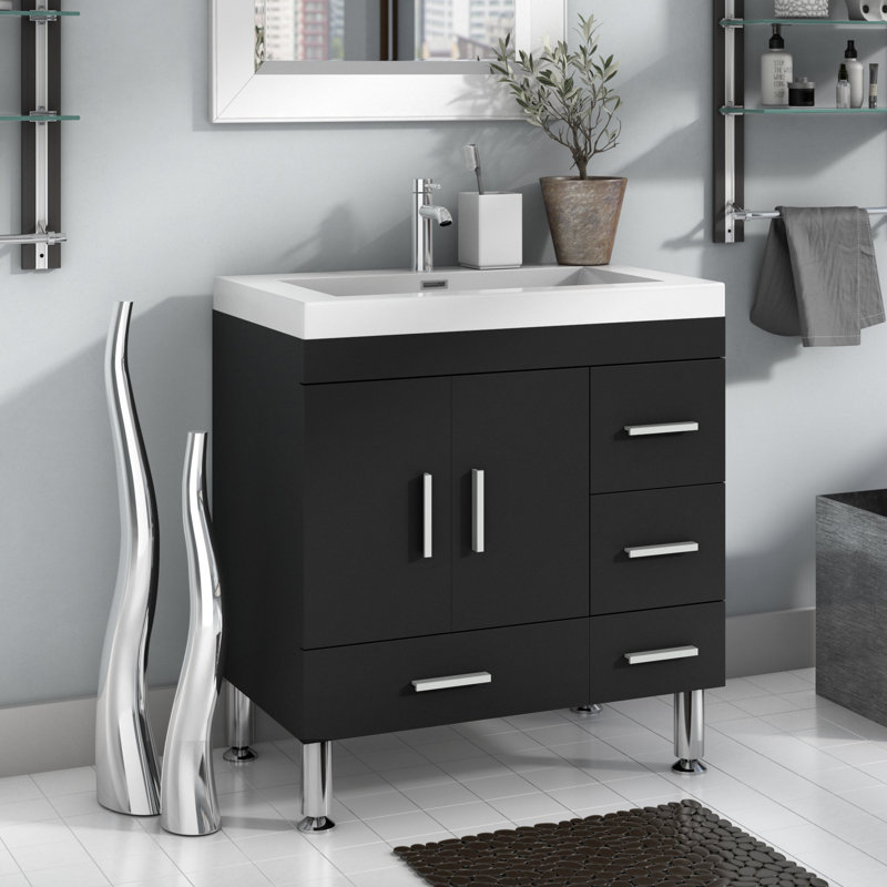Ensemble de meuble-lavabo simple 30 po Roylene, Noir