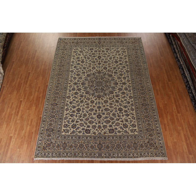 Tapis persan traditionnel Kashan noué à la main 10 x 13