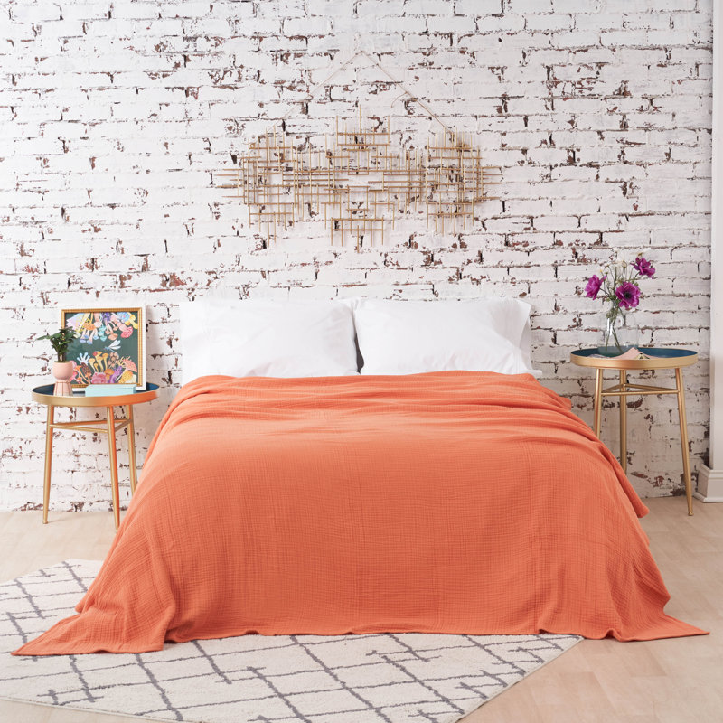 Ryker Moonbeam Gauze Coverlet, Twin Coverlet, Melon